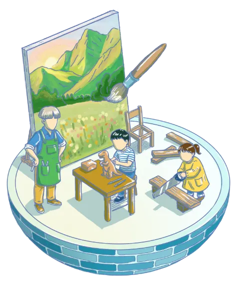 ものづくりを通して学ぶ子どもの陶芸体験イラスト